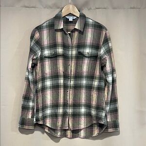 Green and Pink Plaid Shirt